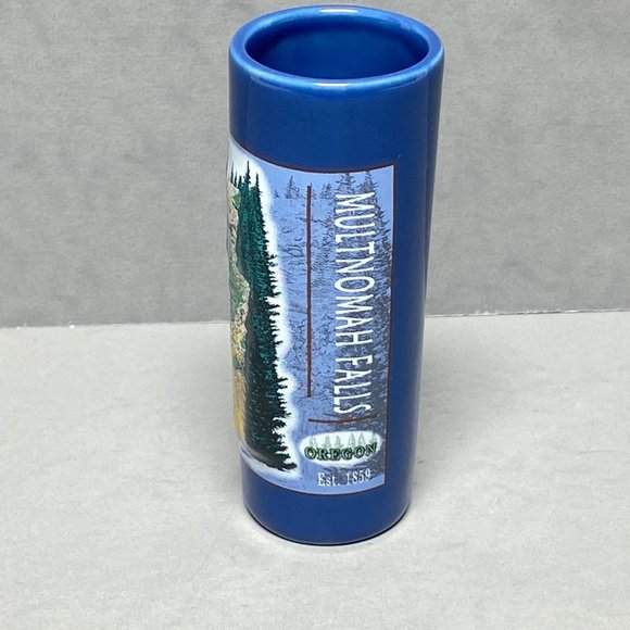 Multnomah Falls Oregon 3D Tall Shot Glass Cobalt Blue Shooter Souvenir - Picture 5 of 9